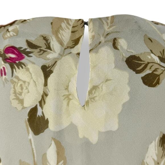 Vintage Cattiva  Women’s Floral 100% Silk Layered Slip Dress Size 10 Sage Green - Picture 7 of 12